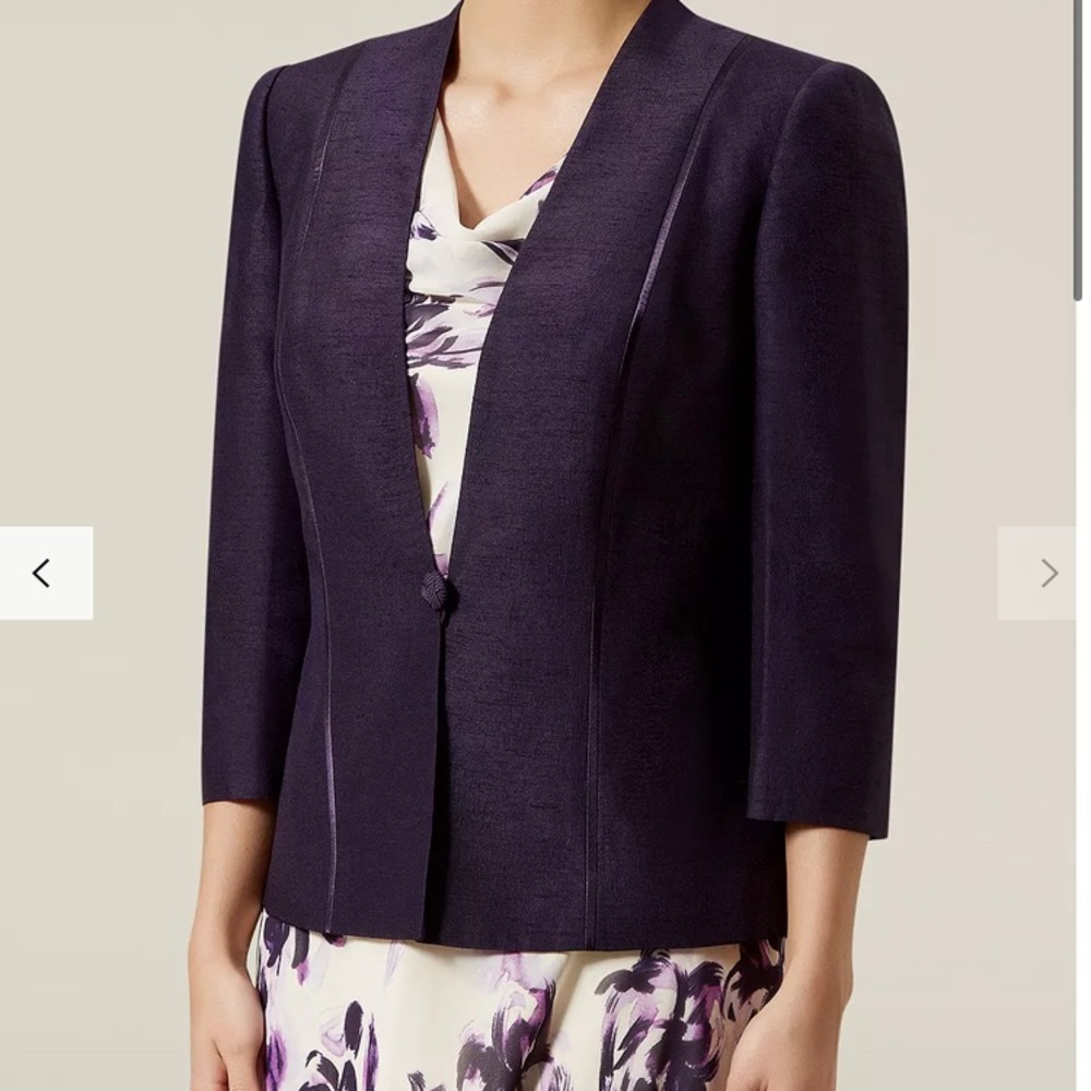 Jacques Vert Corded Button Jacket, Dark Purple - image 3